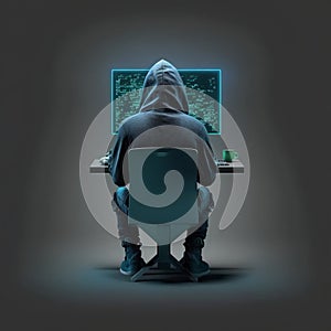 Hacker working on computer, created with generative AI