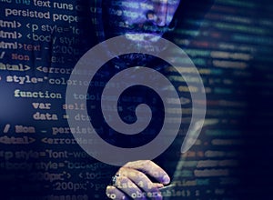 Hacker working on computer cyber crime