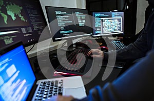 Hacker working on computer cyber crime