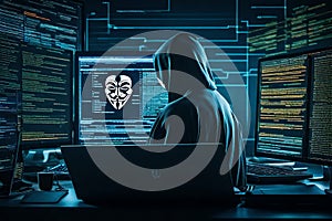 Hacker working on a computer - Generative AI