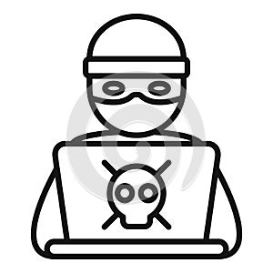 Hacker working icon outline vector. Online report