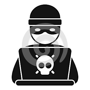 Hacker working icon simple vector. Online report