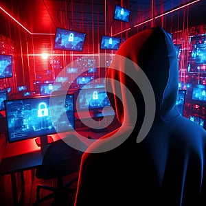 hacker control room screens photo