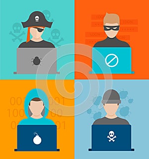 Hackers activity vector illustration