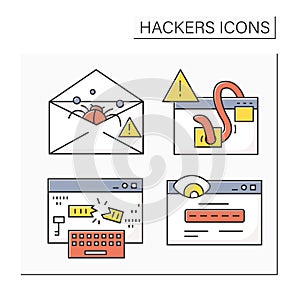 Hackers color icons set