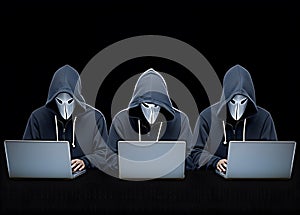 Hackers without face. Concept of hacker group, organization or association
