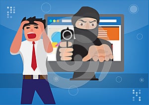 Hackers steal data and demand ransom by seizing information related to cybercrime applications. vector illustration photo