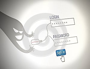 Hackers steal passwords picture concept of security, websit