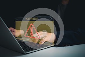 Hackers work on laptops in the dark. The concept of information security in the Internet network and information espionage