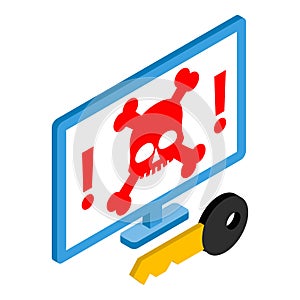 Hacking attack icon, isometric style