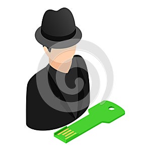 Hacking attack icon, isometric style
