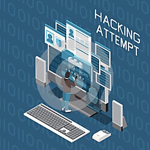 Hacking Attempt Isometric Composition