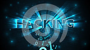 Hacking background, abstract hacking system. Hacker attack, broken falling binary code, matrix background with digits, big data