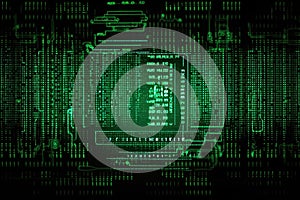 A hacking background with binary and hexdecimal code on a screen created with generative AI technology