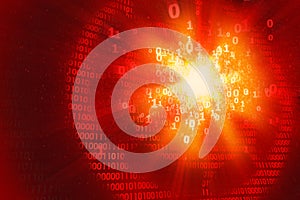 Hacking computer security, ddos attack, abstract red binary background