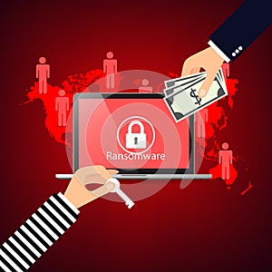 Hacking email adresses programs ransomware, red background