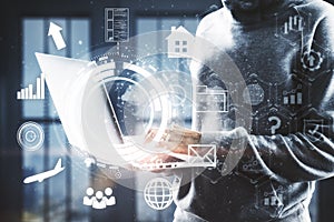 Hacking, future and communication concept