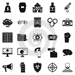 Hacking icons set, simple style