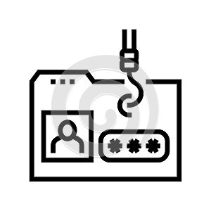 hacking user folder line icon vector illustration