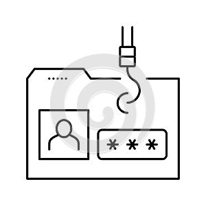 hacking user folder line icon vector illustration