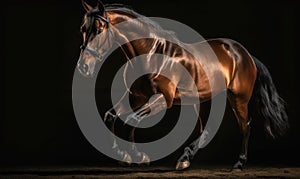 Hackney show horse captured in a classic driving competition showcasing its striking presence elegant gait and refined form. image