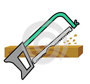 Hacksaw cut wooden stock vector photo