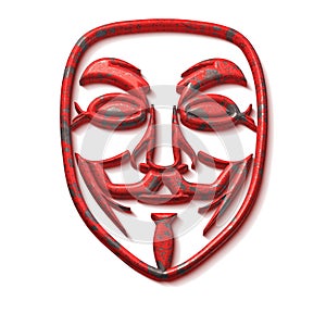 Hacktivist mask grunge red metal