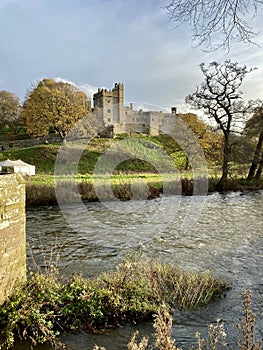 Haddon Hall, Derbyshire, view over river Wye. photo