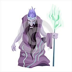 Hades flat vector illustration. Ancient Greek deity. God of death. Ruler of underworld. Divine mythological figure photo