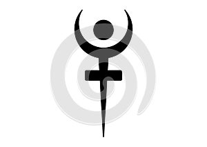 Hades or Pluto Astrology Alphabet Symbol, dwarf planet or planetoid. Astrological mystic hieroglyphic sign. Astrological calendar