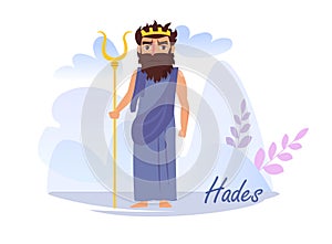 Hades Vector. Cartoon. Isolated art on white background. Flat