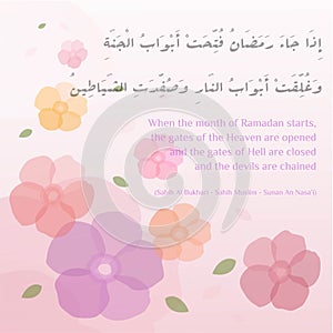 Hadith about the glory of the month of Ramadan vector design illustration