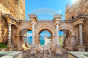 Hadrian`s Gate - entrance to Antalya, Turkey photo