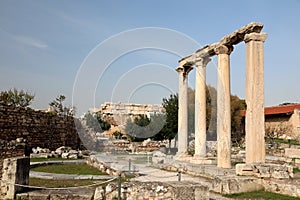 Hadrian`s library in ancient agora athens