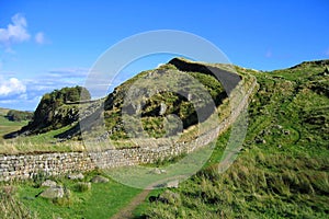 Hadrians Wall, Northumberland National Park, Rugged Section, Northern England, Great Britain