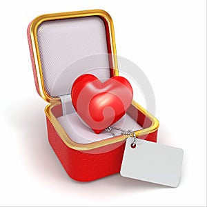 Haert in gift box. Concept of love.