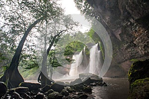 Haewsuwat waterfall at Khao Yai National Park, Thailand.The Wor