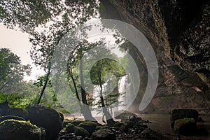 Haewsuwat waterfall at Khao Yai National Park, Thailand.The Wor