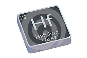 Hafnium Hf chemical element of periodic table isolated on white background