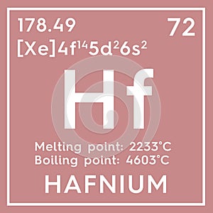 Hafnium. Transition metals. Chemical Element of Mendeleev\'s Periodic Table. 3D illustration