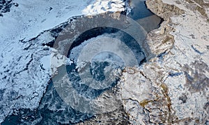 Hafragilsfoss top view, one of three large waterfalls on Jokulsa a Fjollum river