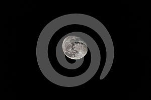 Haft moon or wanning gibbous moon phase with black sky blackground
