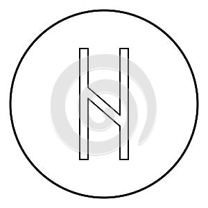 Hagalaz rune Hagall hail havos icon outline black color vector in circle round illustration flat style image