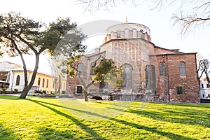 Istanbul, Turkey - 04.03.2019: Hagia Irene church Aya Irini in the park of Topkapi Palace in Istanbul, Turkey