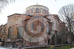 Istanbul, Turkey - 04.03.2019: Hagia Irene church Aya Irini in the park of Topkapi Palace in Istanbul, Turkey