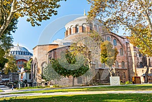 Hagia Irene church Aya Irini in the park of Topkapi Palace in Istanbul, Turkey