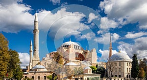 Hagia Sophia aka Ayasofya mosque, museum, and basilica, in Istanbul, Turkey