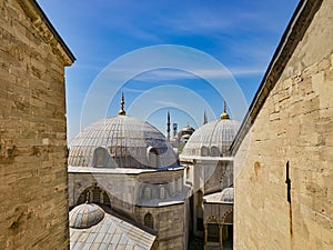 The Hagia Sophia also called Hagia Sofia or Ayasofya interior architecture, famous Byzantine landmark and world wonder in Istanb