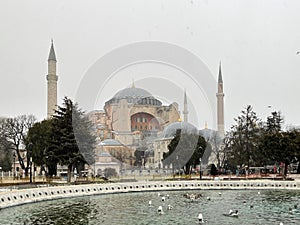 Hagia Sophia cathedral church and fontain in Istanbul