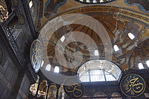 Hagia Sophia Columns and Chandeliers Istanbul Turkey